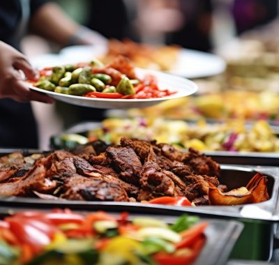 closeup shot of a buffet food